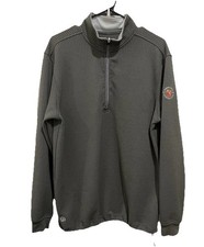 Straight Down Quarter Zip Waffle Knit Pullover Gray Sz L Golf Logo