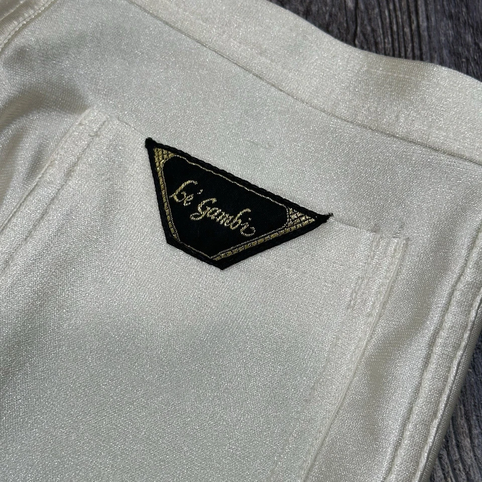 Vintage 70s Le Gambi Disco Pants Women’s Sz 5 High Waist Satin Stretch Nylon USA - Image 3 of 4