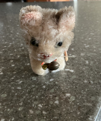 Steiff Antique Standing Gray Mohair Tabby Kitty Cat w/ Tag ADORABLE LOOK 6  Long
