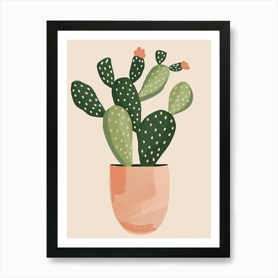 Kaktus Pflanze minimalistische Illustratio gerahmtes Wandbild Poster Leinwanddruck Bild
