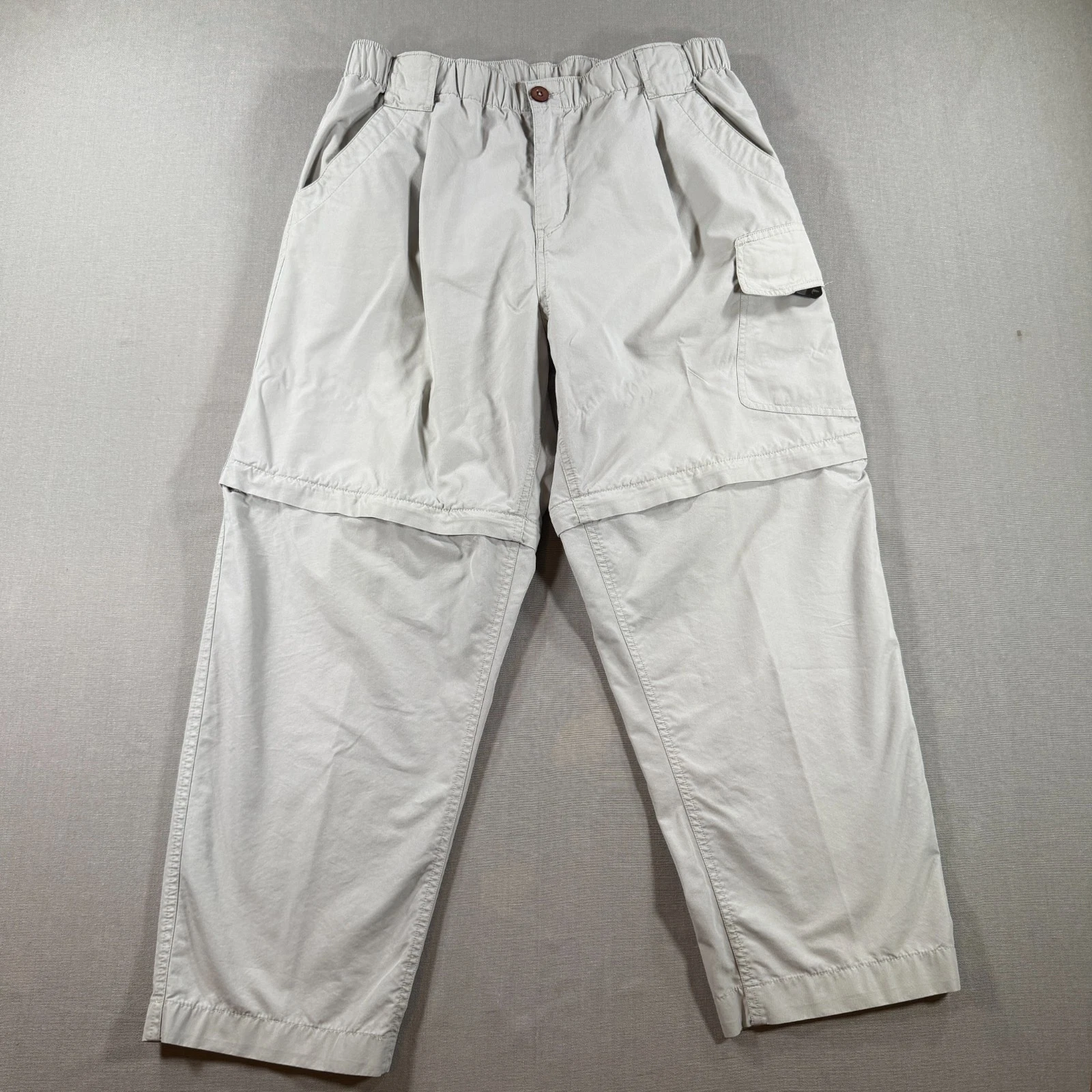 Simms Fishing Convertible Pants Mens Medium Beige Nano Sphere Cargo Capri