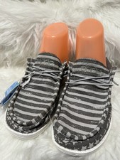 Hey Dude Gray Kids Youth Star Stripe Shoes NWT Y5-Y6
