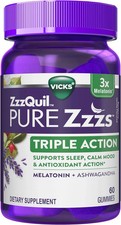 Vicks ZzzQuil Pure Zzzs Triple Action Sleep Aid Gummies, Melatonin 42 Count