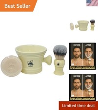 Timeless Ivory Ceramic Shaving Set Mug, Brush 3 oz Lather Soap Included