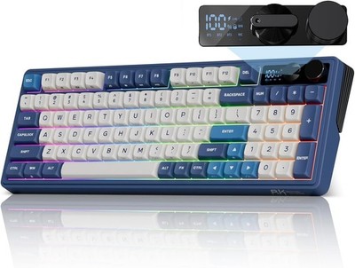 RK Royal Kludge M100 Wireless Keyboard Dual Knob Screen Gasket Cream Switch NEW