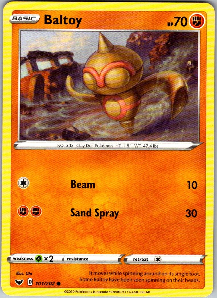 Pokemon Baltoy (101) Normal Common SWSH01: Sword & Shield Base Set 101/202 NM