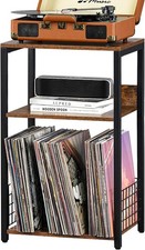 3 Tier End Table Record Player Stand W/ Storage Up to 100 Albums Turntable Stand