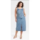 UNIVERSAL THREAD Women's Denim Halter Midi Dress Medium Wash Size 30 Jean Blue
