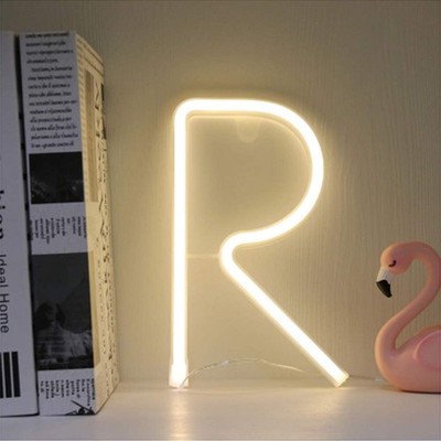 Letters Neon LED Light Sign R Alphabet A-Z Marquee Word Sign Warm White Neon ...