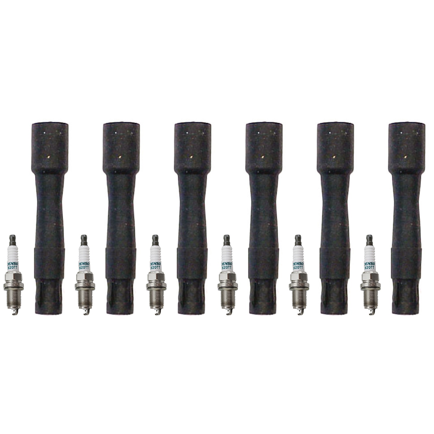 Denso 6 Iridium TT Spark Plugs 6 Coil Boots Kit for BMW E34 E36 E39 E46 E53 L6