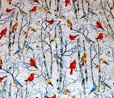 Winter Snow Birds Cardinals Cotton Fabric Timeless Treasures 1 Yd 7593