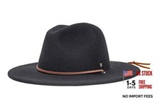 Brixton Men's Field Wide Brim Felt Fedora Hat Large Black
