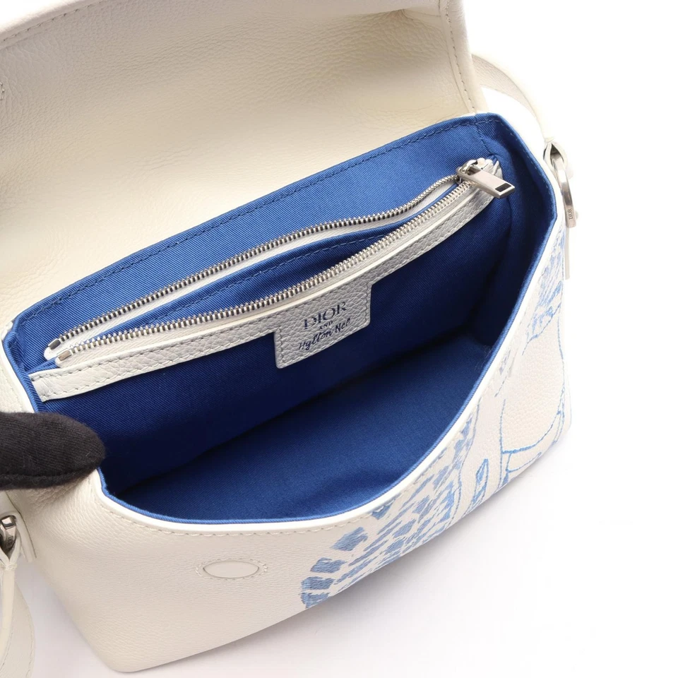 Sac bandoulière Christian Dior HYLTON NEL bandoulière cuir blanc bleu occasio... - Photo 3/4