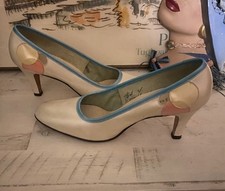 Vintage 50's Joseph Larose elegantCream and Blue Women's Heels