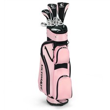 Ladies Womens Complete Golf Clubs Set 10 Pieces Includes Alloy Driver Pink