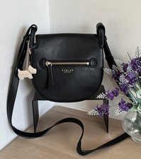 Radley Bude Street Black Pebbled Leather Flap Over Shoulder Crossbody Small Bag