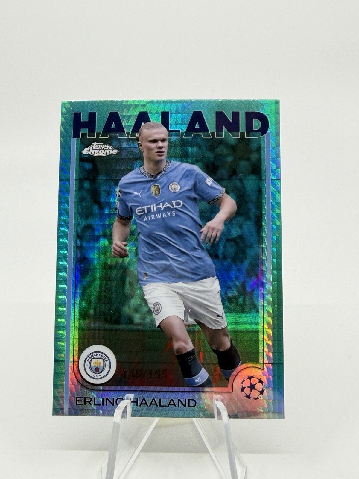 2024-25 Topps Chrome UEFA Erling Haaland Aqua Prism Refractor /199 #9  Man City