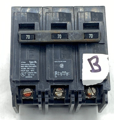 SIEMENS ITE 70 AMP TYPE BL 3 POLE 240V CIRCUIT BREAKER NE-7114