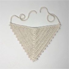 Cream Solid Crochet Bandana