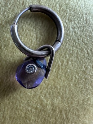 Pascale Monvoison 9k Rose Gold Diamond & Amethyst Single Orso Earring 