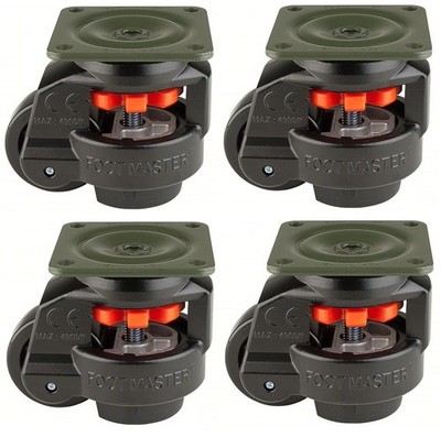 Foot Master GD-80-F-NYN-FBL 4-Pack Plate Caster, Nylon Tread