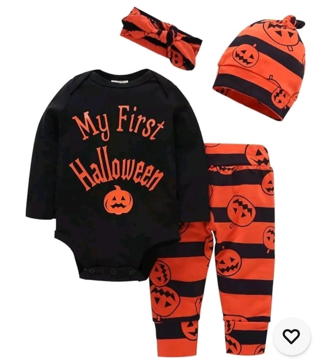 Disfraz de calabaza de Halloween para bebé bebé mi 1er trajes de Halloween 4 piezas 6-9 meses