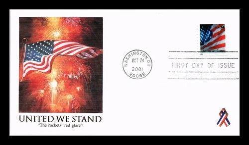 DR JIM STAMPS US COVER UNITED WE STAND FIRST DAY ISSUE PATRIOTIC FLEETWOOD
