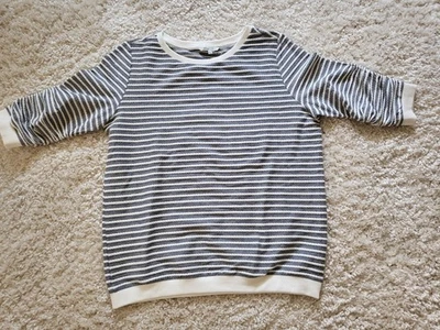 DENIM Tom Tailor Shirt Pullover XL (42), 3/4 Arm, Halbarm, weiß-grau gestreift - Bild 1 von 2