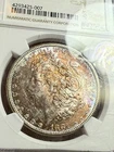 NGC MS64 1881-S $1 Morgan Silver Dollar BU Rainbow Toned Obverse