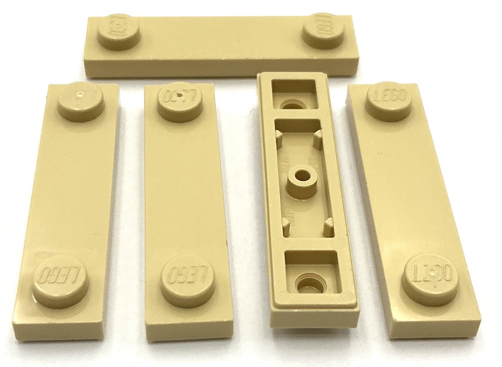 Lego 5 New Tan Plates Modified 1 x 4 with 2 Studs Parts