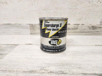 Vintage BG 202 Supercharge II Power Booster Can White Lightnin' 6oz Gas Additive