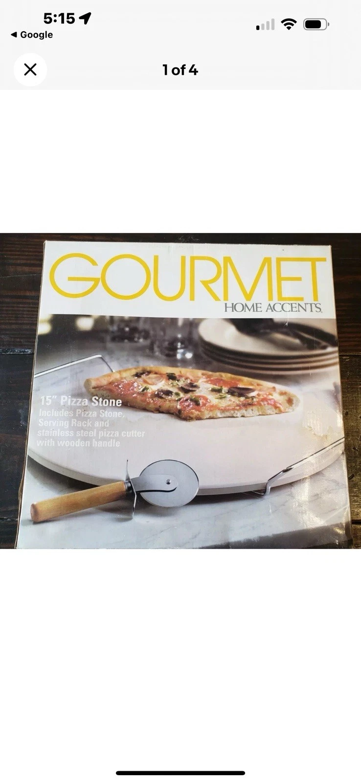 Gourmet 15" Pizza Stone With Serving Rack & Stainless Steel Pizza Cutter With...