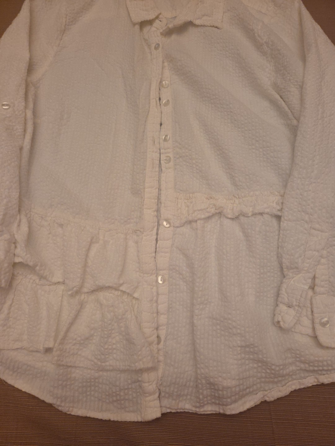 Soft Surroundings White Ruffled Button Up Plus Si… - image 5