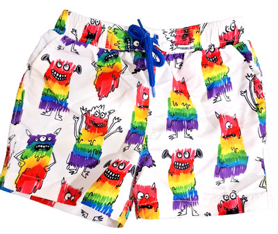 Stella McCartney Boy's 3 years white swimtrunks with colorful monsters