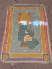 80s Care Bears Blue Bedtime Bear Swing Sweet Dreams Baby Blanket Stars 30 x42