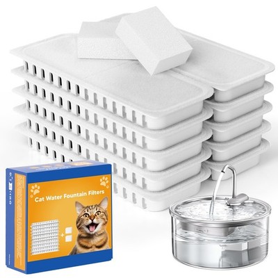 Official Tomxcute Cat Water Fountain Replacement Filters - 10 Filters, White