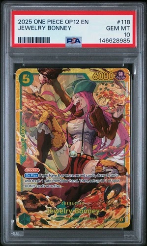 2025 ONE PIECE OP12-LEGACY OF THE MASTER #118 JEWELRY BONNEY PSA 10