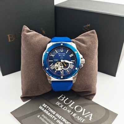 Bulova 98A303 Marine Star Blue Dial - Silicon Strap Men's 45mm Automatic Watch