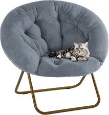 DUMOS Comfy Saucer Chairs Cozy Faux Fur Soft Lounge Cute Folding Bedroom