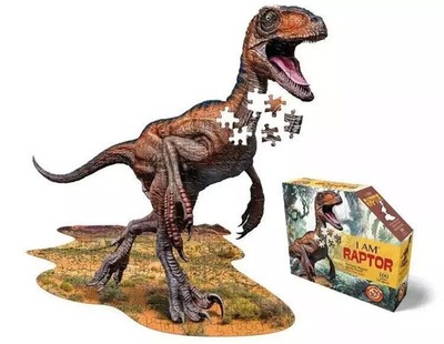 40232427602 Puzzle konturowe 100 I am - Raptor Madd Capp