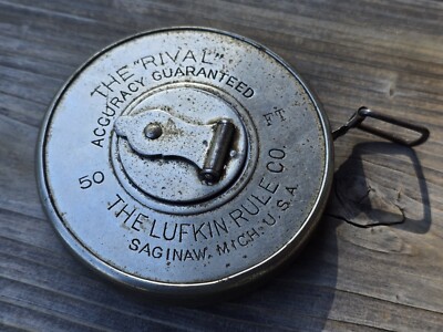Vintage Lufkin Rule ''The Rival'' Lufkin Rule Co. Saginaw, Mich. USA 50 ft w/box 