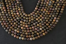 Natural Leopard Skin Jasper Gemstone Round Smooth Beads String For Jewelry 15.5"
