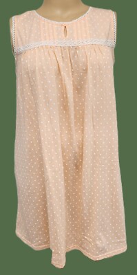 NWT Womens Nightgown Croft & Barrow Knit Cotton Blend Sleeveless Peach Polka Dot