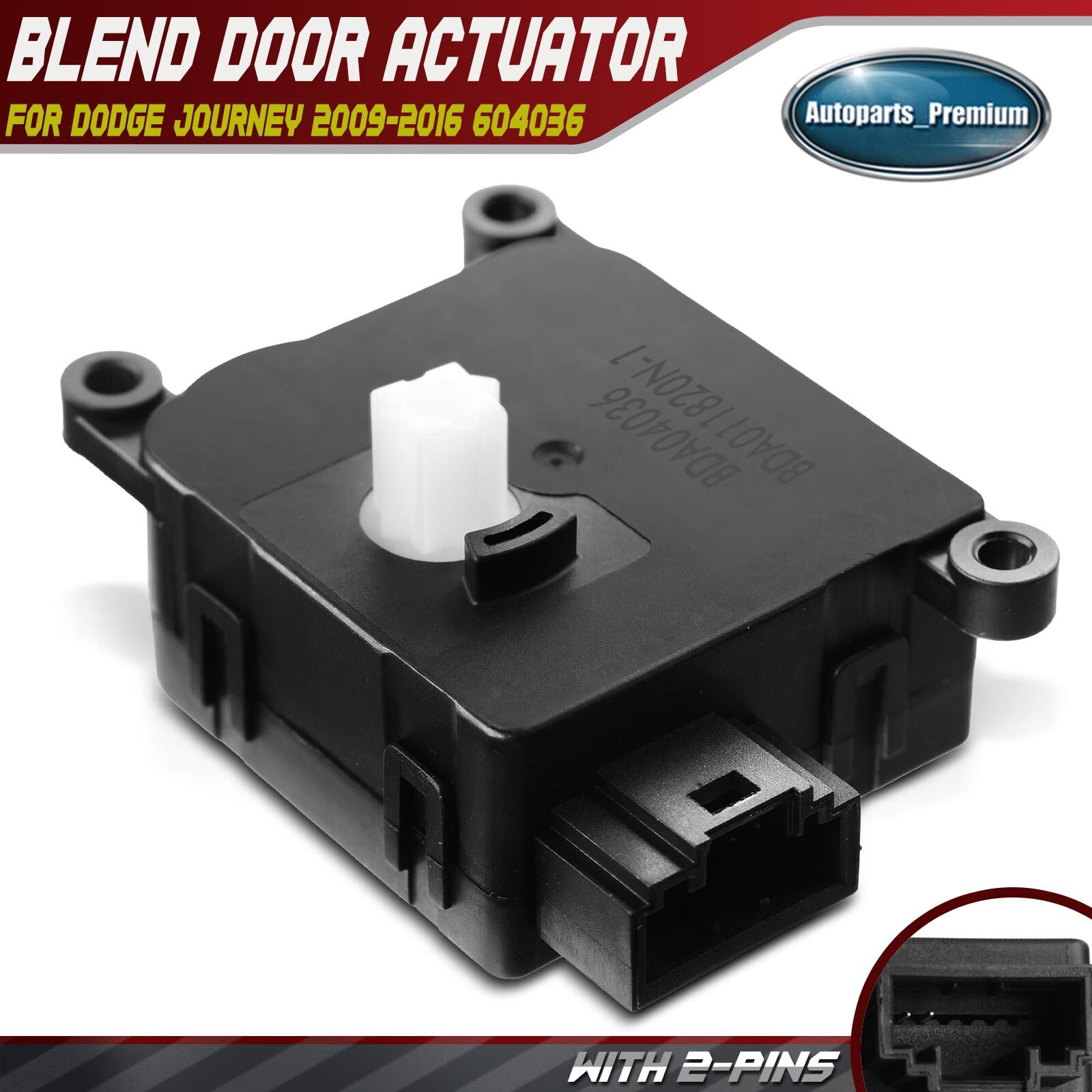 Auxiliary HVAC Heater Blend Air Door Actuator for Dodge Journey 2009