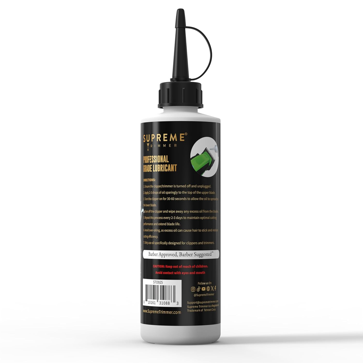 Hair Clipper Blade Oil by Supreme Trimmer | Anti-Rust Lubricant, 250ML | STO925