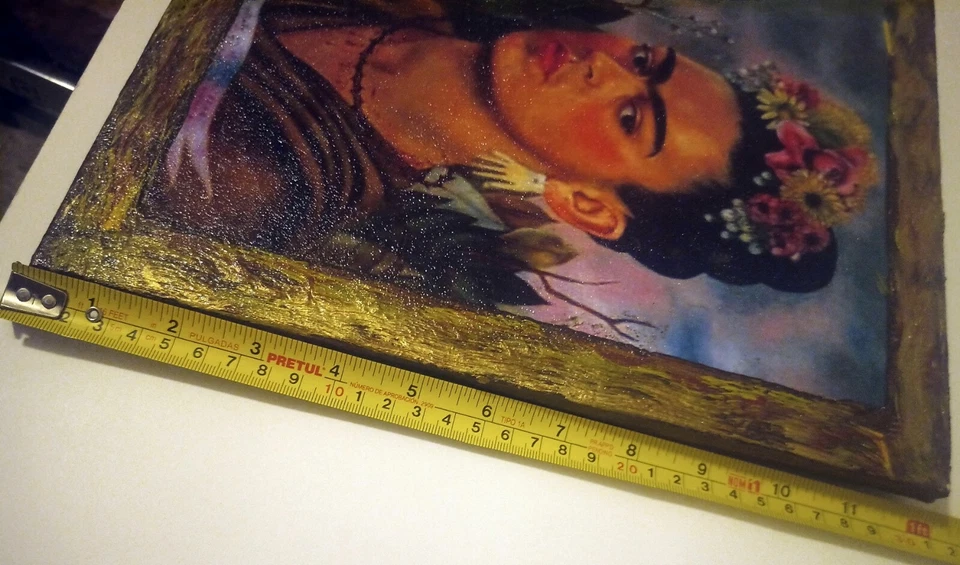 Imagen de Frida Kahlo sobre madera retablo 12" alto x 10" ancho b1 Foto 4 de 4