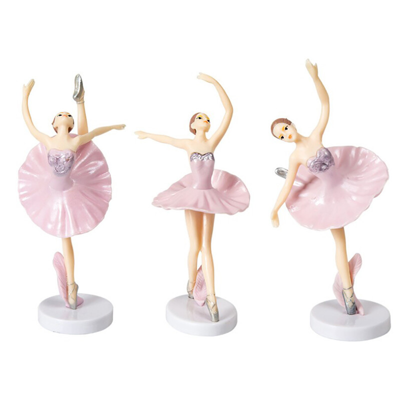 3pc Ballet Girl Cake Dancing Birthday Decor Baby Girl Favor Happy