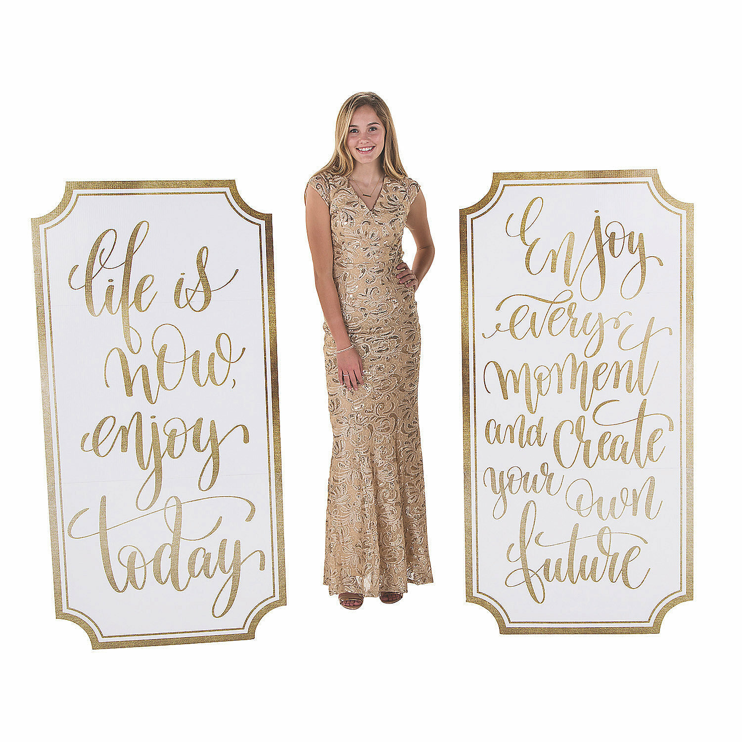 White & Gold Inspirational Saying Sign Cardboard Stand-Ups