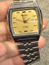 Seiko7019-6081 Orologio TV Uomo Retro Movimento Automatico Giorno Data Arabo Funziona Bene