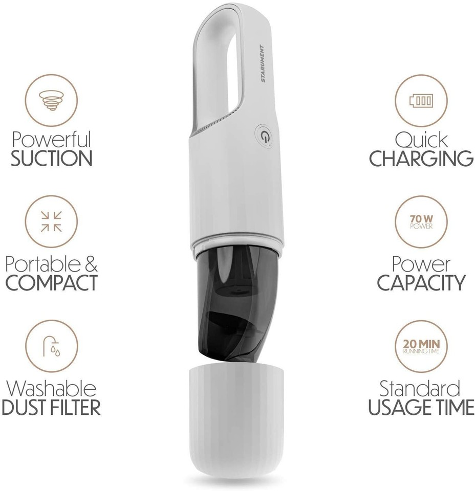 Starument Portable Handheld Cordless Vacuum Cleaner (White) Free